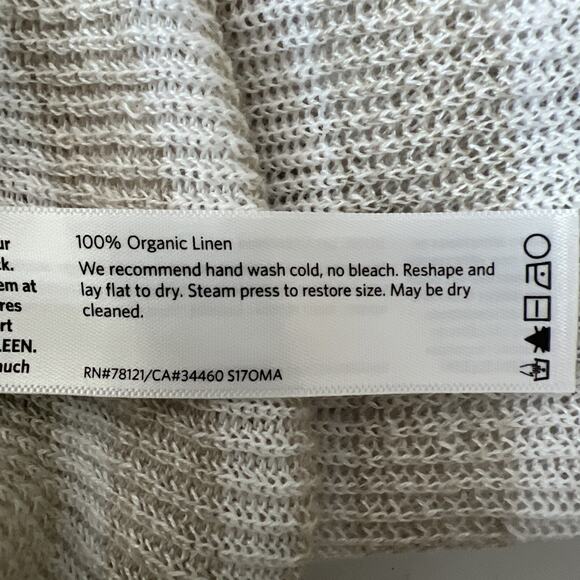 Eileen Fisher 100% Linen Knit Stripe Sweater XL Beige white striped - Picture 9 of 10